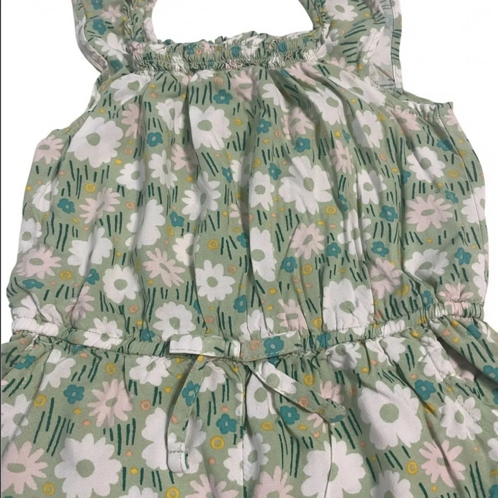 Set of 2 Girls Rompers- Green Floral and a Peach color Pineapple foil Print.